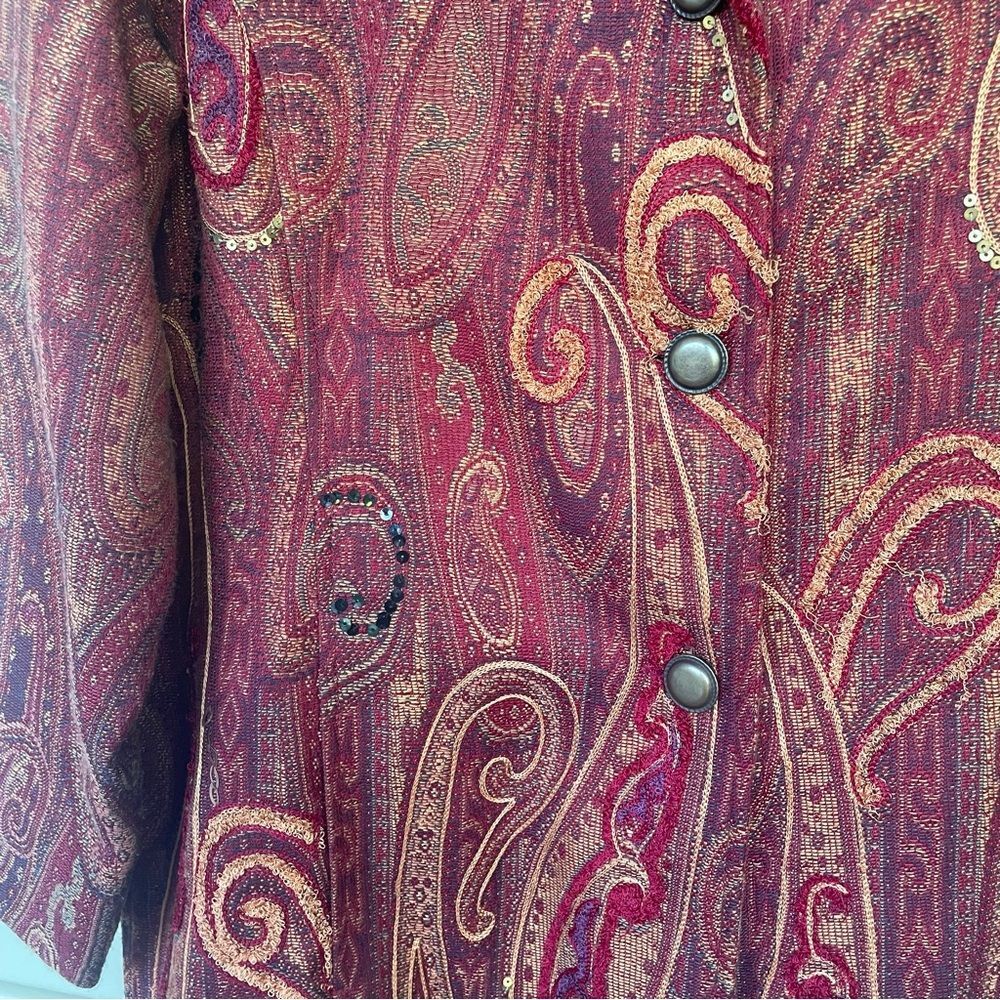 Coldwater Creek Multi-Color Paisley Tapestry Long Blazer Jacket Size L - Picture 3 of 9